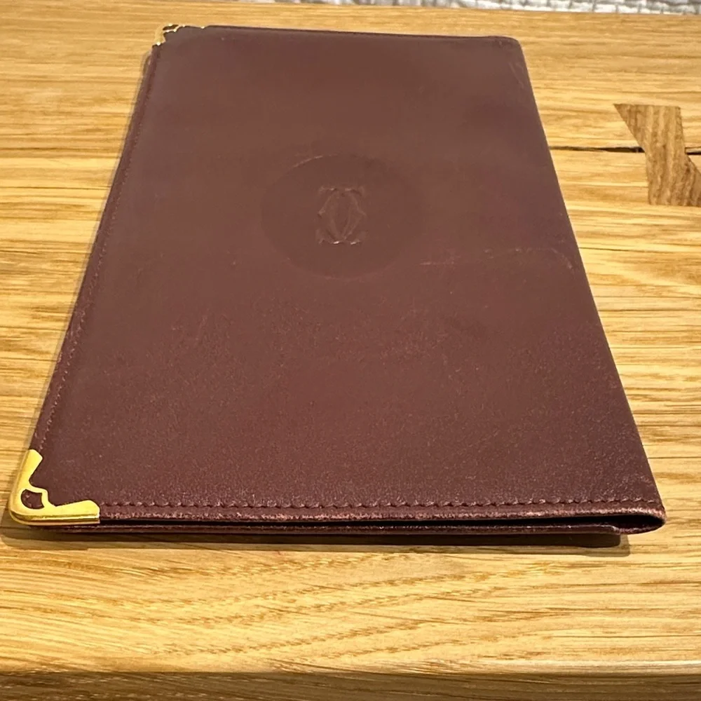 Cartier Paris Vintage Burgundy Leather Fold-over Bifold Organizer Wallet